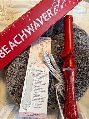 The Beachwaver Co. Red Sparkle Ceramic Curling Iron B1.25